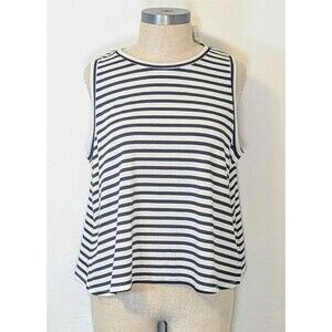 Wonderly Womens XXL NWT Striped Sleeveless Top Black White Stretch Tank Blouse